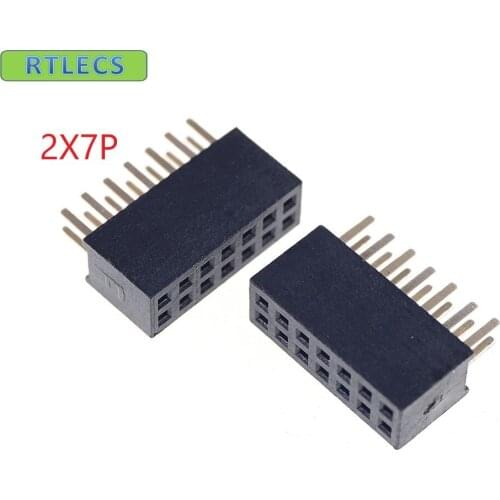 10pcs 2x7 P 14 pin 1.27mm Pitch Pin Header Female dual row straight through hole DIP Rohs Lead free