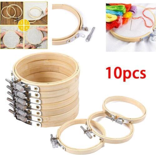 10pcs 8cm/10cm DIY Cross Stitch Embroidery Circle Bamboo Hoop Cross Hoop Ring Support Round Needlecraft Sewing Tools