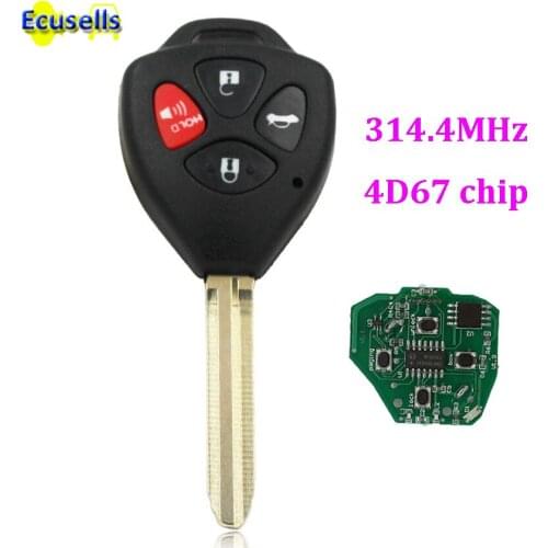 4 Buttons Remote Key fob 314.4 MHZ 4D67 Chip for TOYOTA Camry HYQ12BBY 1511A-12BBY with Toy43 BLADE
