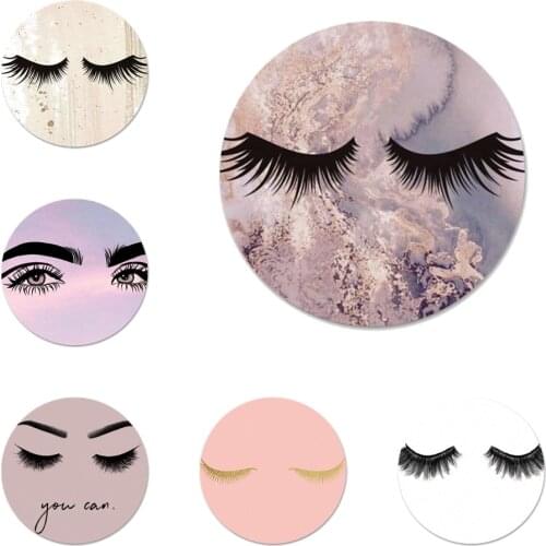 58mm Makeup lashes wink pretty girl aesthetic Badge Brooch Pin Accessories For Clothes Backpack Decoration gift