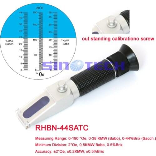 6pcs/lot Hand-held BUILT-IN CALIBRATION KNOB 0-44% mas sacch Oechsle Refractometer RHBN-44sATC