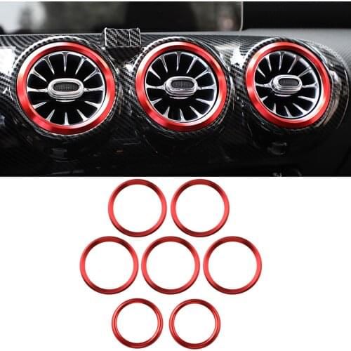 7PCS ABS Red Interior Air Condition Vent Outlet Cover Trim for Mercedes-Benz A Class W177 V177 2019-2021 CLA C118 W118 2020