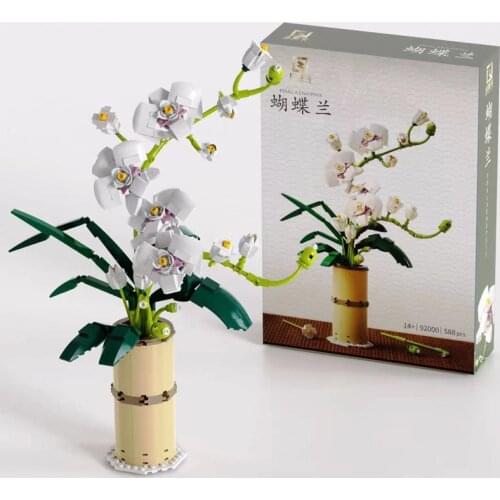 White Orchid Bouquet Building Blocks Household Flower Arrangement Brick Bouquet DIY Building Blocks Girl Gifts Childrens Toys