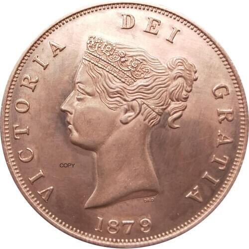 Great Britain Victoria silver Retro Fantasy Issue Crown 1879 Red Copper Metal Copy Coin