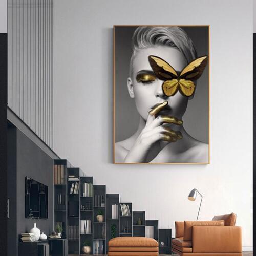 Black and White Wall Painting For Living Room Sexy Girl Posters Modern Figure Wall Decoration Picture