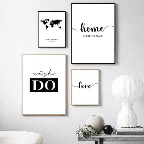 Black White Motto Quote Canvas Painting Love Home Nordic Posters And Prints Minimalist Art Wall Pictures For Living Room