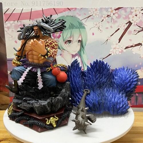 Kaido Quatro Four Emperors Sittingg Ver. Luffy Fighter Action Figure PVC Luffy Zoro Sanji Collectable Model Toys 19CM