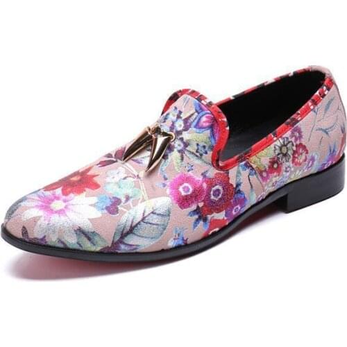 Printing Business Men Shoes Genuine Leather Adult Dress Footwear Slip-on Man Party Formal Shoes Plus Size Casual Shoes for Mens