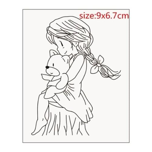 Girl animalsTransparent Silicone Clear Rubber Stamp Sheet Cling Scrapbooking DIY Cute Pattern Photo Album Paper Card Decor Stamp
