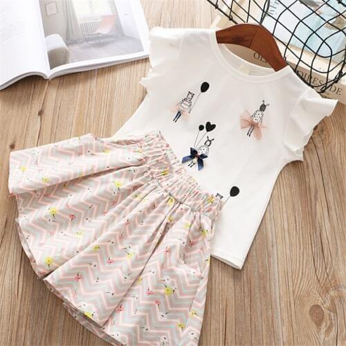 Dulce Amor Girls Clothes Set 2018 Brand Little Beauty Pattern Design Girls Baby Girl Clothing Short Sleeve Tops+Pants For 2-6Y