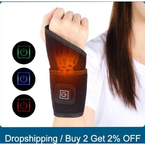 Electric Far Infrared Heating Wrist Brace Support for Arthritis Pain Relief Hand Tendinitis Wormwood Therapy Heated Wristband