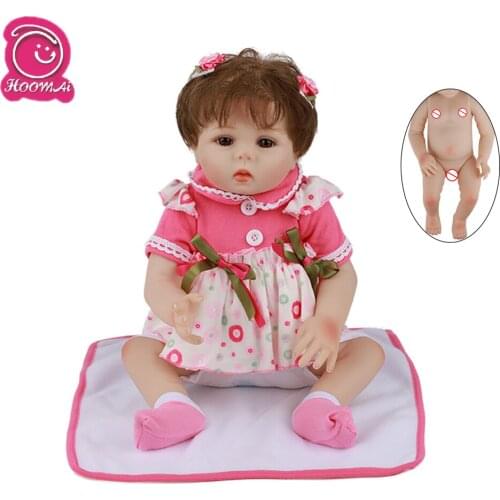 Hoomai Lovely Newborn Baby 18 '' Full Silicone Doll Lifelike Bebe Reborn Dolls For Children Birthday Gift Shower Toy
