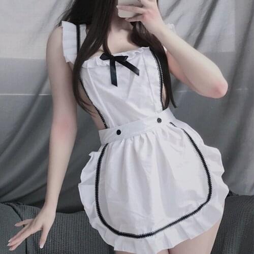 Kawaii Anime Cosplay Lingerie Sexy Halloween Maid Bunny Costume Porn Bow Knot Maid Outfit School Girl Uniform Dress Nightwear