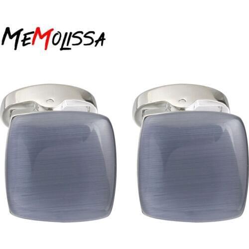 MeMolissa Shirt Cufflinks for mens Gray Color Opal Design Business Wedding Party Suit Accessaries Cuff Links Wholesale