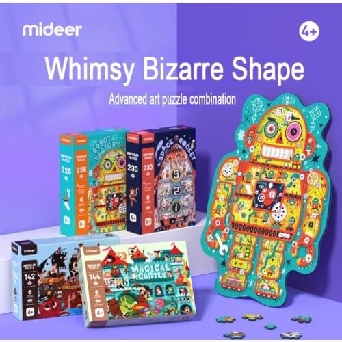 MiDeer 230 Pieces Irregular Puzzle Robot Pirates Castle Rocket Jigsaw Puzzle High-Difficulty Paper Puzzle Baby Children Kids 4Y