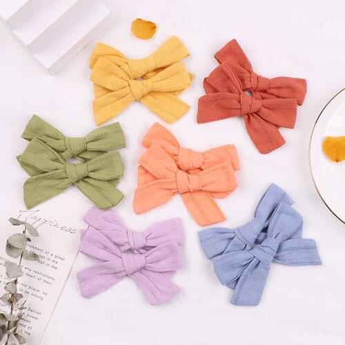 9.5*6.5 CM Fashion Handmade Bowknot Infant Hair Clip Solid Color Bows Bangs Hairpin Childrens Barrettes Baby Headwear Kids Gift