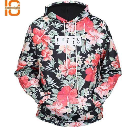TENNEIGHT New hooded 3D sweatshirts mens flower print training clothing outdoor sports sweatshirts men sports Sweatshirts coat