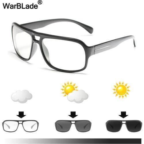 WarBLade Men Photochromic Sunglasses Polarized Sun Glasses HD Driving Goggles Chameleon Glasses UV400 Day Night Driving Eyewear