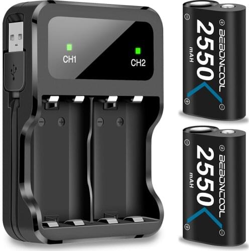 2x2550mAh Rechargeable Battery Pack For Xbox Series X/S/Xbox One S/X/Xbox One Wireless Gamepads + USB Battery Charger For Xbox