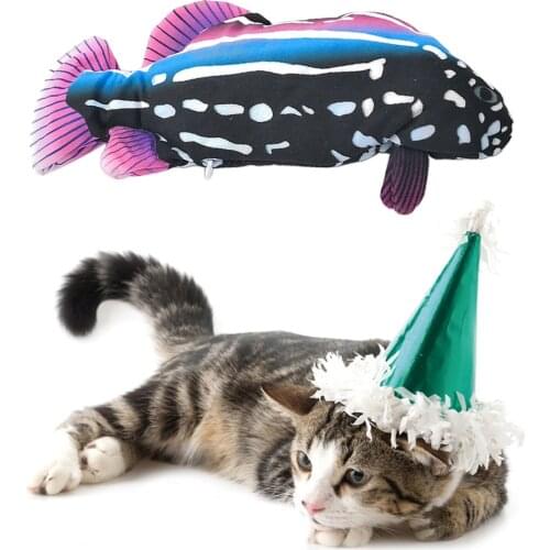 Moving Cat Kicker Fish Toy, 12 inch Electric Flopping Fish Realistic Moving Fish