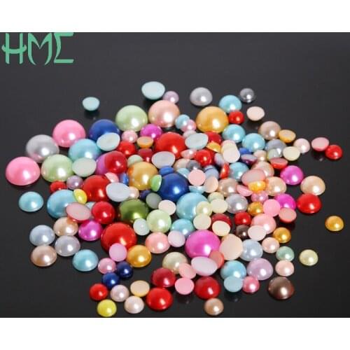 New Arrival 4-5MM Many Colors Flatback Half Round Plastic ABS Imitation Pearl Beads Pick Size For DIY Jewelry Craft Decoration