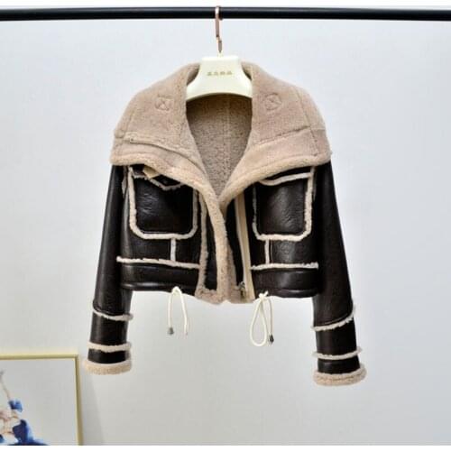 Luxurious Coat Winter Women New Fashion Natural Real Sheep Fur Jacket Short Length Thick Warm Pocket Decoration Oversized