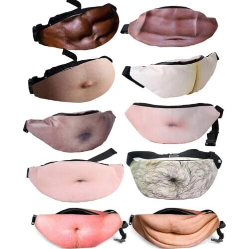 Novelty Fun Men Women Dad Bag Dad Bod Waist Bags Beer Fat Hairy Belly Fanny Pack