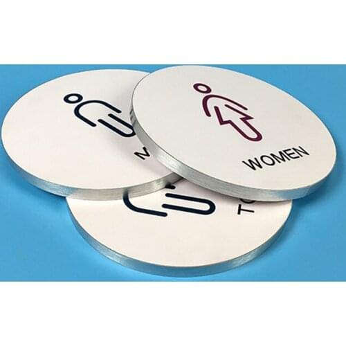 Men & Women Toilet Sign Restroom Diameter 16cm Circle Toilet Symbol for Business Door Sign Door Plates Lacquered