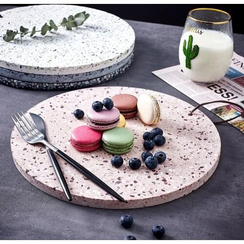 Cement Terrazzo Food Serving Plates Large Steak Plate Cheese Board Serving Tray Sushi Plate Tableware