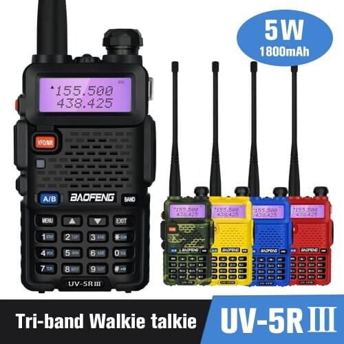 Tri-Band BaoFeng UV 5R III Walkie Talkie UV5R 5W Radio Station Comunicador Update UV-5R Ham FM Transceiver VHF UHF 220-260MHz