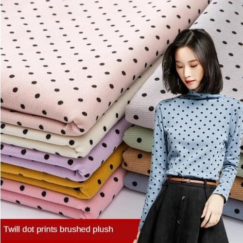 Wave Point Printed Twill Matte Corduroy Fabric Stretch Flannel Sofa Outerwear Garment Thicken Brocade Dress Sewing Diy Blue Pink