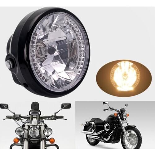 1Universal 7" 12v Motorcycle Round Headlight Turn Signal light Head Lamp with Speedometer Odometer Gauge 0-160Km/h