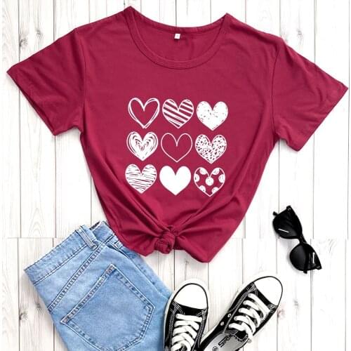 Heart Shirt New Arrival 100%Cotton Funny T Shirt Love Shirt Valentines Day Shirts Gift for Her Valentines Day Gift