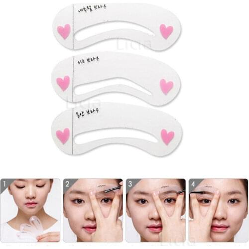 1set / 3 Styles Reusable Eyebrow Stencil Set Eye Brow DIY Drawing Guide Styling Shaping Grooming Template Card Easy Makeup Tools