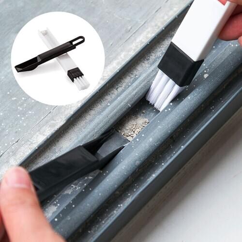 1Set 2-in-1 Detachable Cleaning Brush with Dustpan for Window Door Track Grooves Corner Keyboard Slot Multipurpose