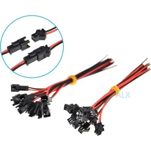 10Pairs 150MM JST SM CONNECTOR 2PIN PLUG CABLE MALE+FEMALE WIRE 2 PIN for led strip light Lamp tape Driver CCTV