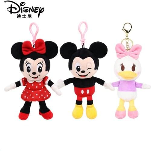 15cm Original Disney Stuffed Plush Mickey Minnie Mouse Donald Daisy Duck Dolls Pendent Birthday Gift toys for Children Girls