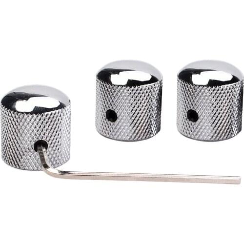 3x Metal Domed Volume Tone Control Knobs for Electric Guitar