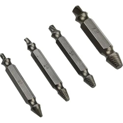 4-in-1 Double Head Broken Screw Extractor Steel Alloy Screw Breaking Tool Drill Bit Screws Remove Tool Kit Screw Extract Tool