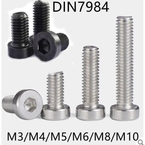 5-50PCS M3 m4 m5 m6 m8 DIN7984 Stainless Steel hex socket thin short cap head screw