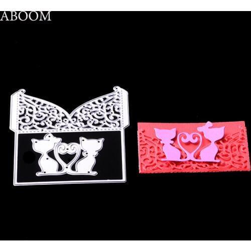 ABOOM New Cat Lover Marriage Lace Metal Cutting Dies DIY Scrapbooking Envelop Paper Card Suit Die Cut Embossing DIY Folder