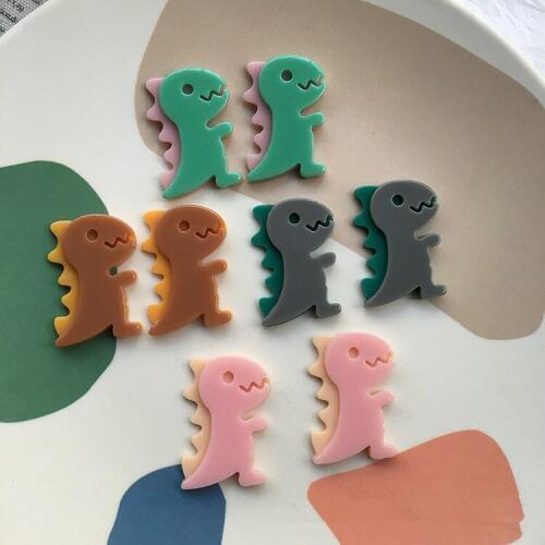 Summer style 30pcs/lot color printing animals cartoon dinosaur shape acrylic beads diy jewelry earring/garment accessory