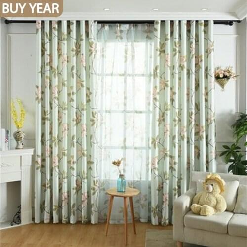 American Style Curtains for Living Dining Room Bedroom Pastoral Flower Printing Fresh Curtain Finished Products Customization