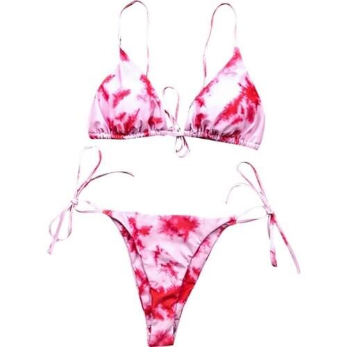 Brazilian bikini thong Micro print bikini Neon swimwear women 2020 bathers Push up 3 piece swimsuit female string bathing suit