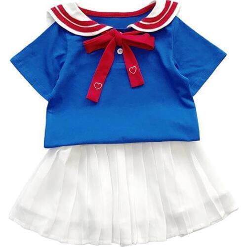 Kids Girl Suit 2020 Summer New Pure Cotton Baby Girl Clothes Set Shirts and Pleated Skirt Two Piece Set