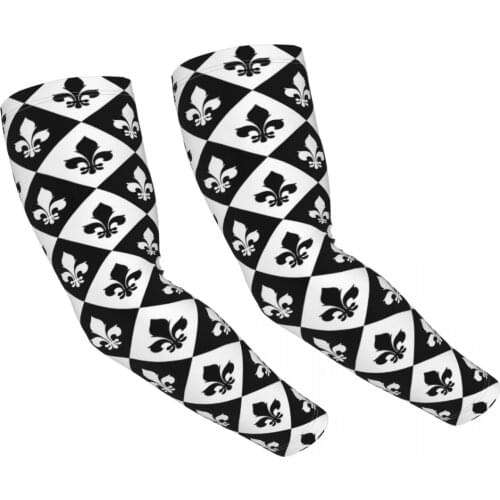 Fleur De Lis biking Ice Silk Sport Arm Sleeves Cover UV Protection Outdoor Running Basketball Summer Arm Sleeves