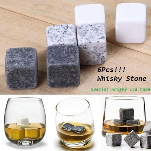 HOT SALE! 6Pcs Marble Cubes Whiskey Drinks Chilling Ice Stone Bar Cocktail Accessories