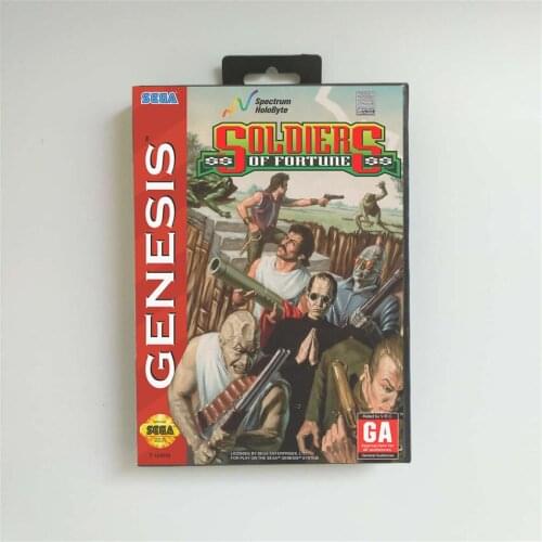 Soldiers of Fortune - USA Cover With Retail Box 16 Bit MD Game Card for Sega Megadrive Genesis Video Game Console