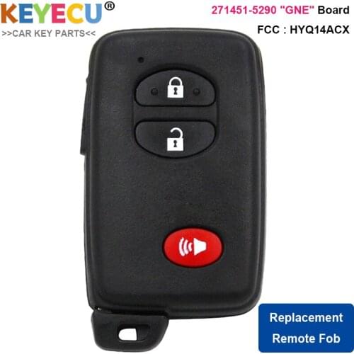 KEYECU for Toyota 4Runner Prius C Prius V Venza Smart Keyless Remote Key Fob 271451-5290 GNE HYQ14ACX,Fob 3 Button