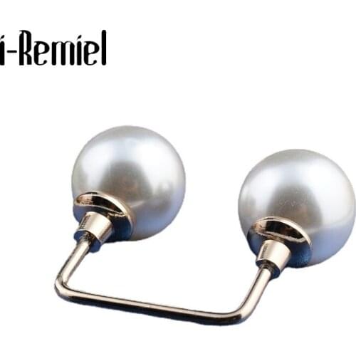 Korean U-shaped Double-sided Spiral Pearl Brooch Neckline Sleeve Oral Fittings Pin Brooch Cardigan Shawl Buckle Women Jewelry